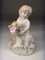 Ceramic Country Girl Holding Flowers Playing with a Cat Figurine, Gift for Her, Gift for Mom, Cat Lover Gift, Vintage Decor